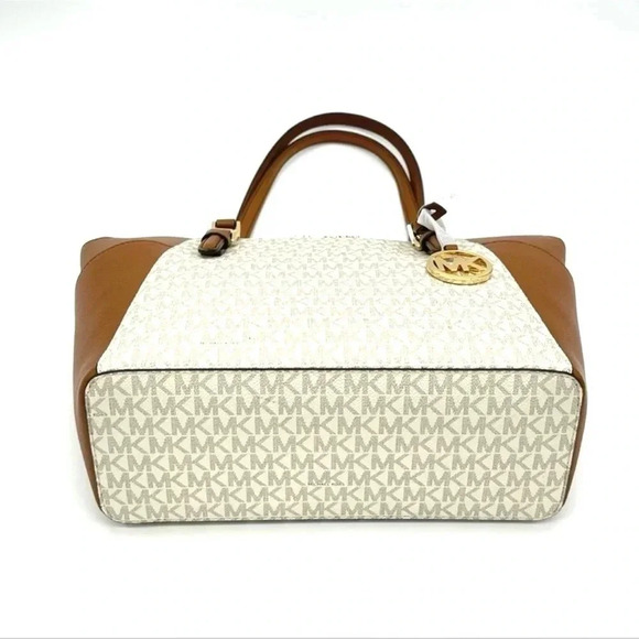 Michael Kors Charlotte Large Top Zip Tote Bag Vanilla/Brown (NWT) - Picture 5 of 9
